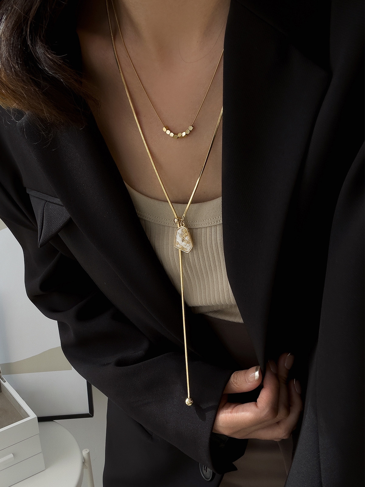Gold Plated Geometric Adjustable Necklace
