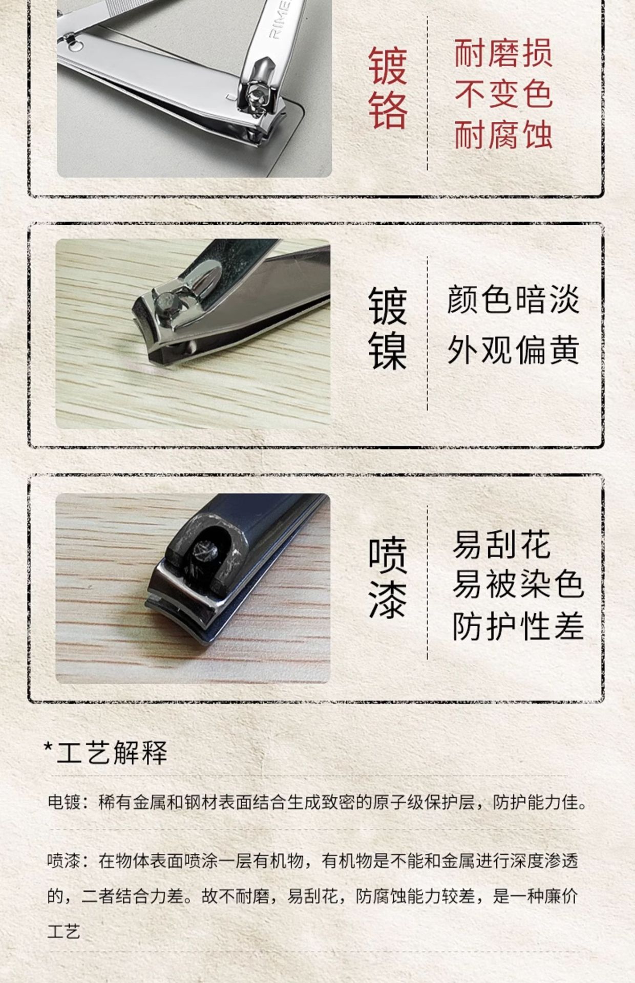 Stainless steel nail clippers, large size, angled