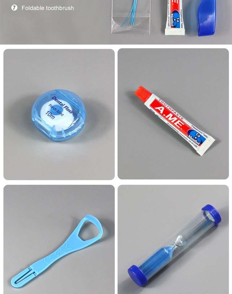 Portable oral care set toothbrush dental floss