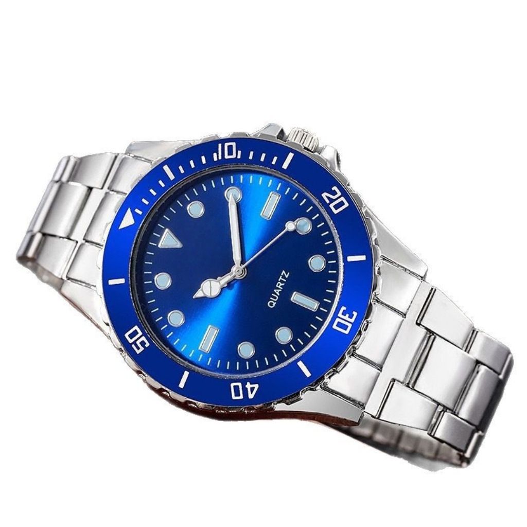 Men's quartz watch, steel band, luminous dial