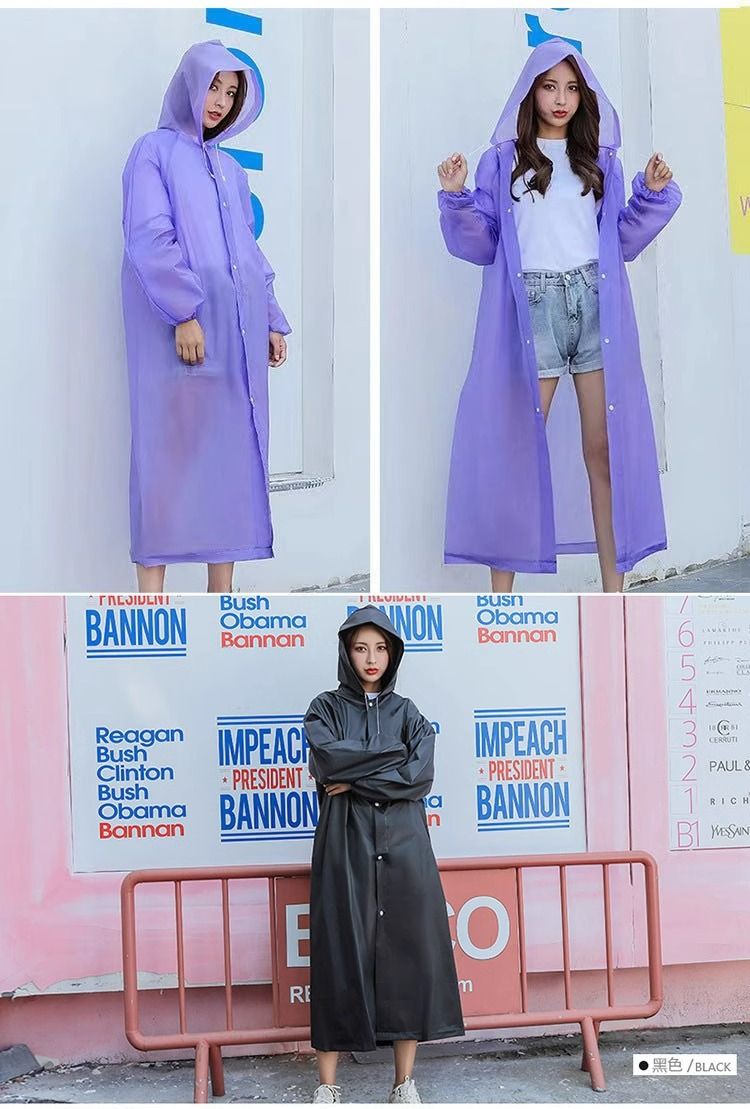 Reusable waterproof raincoat poncho, thickened portable full-body