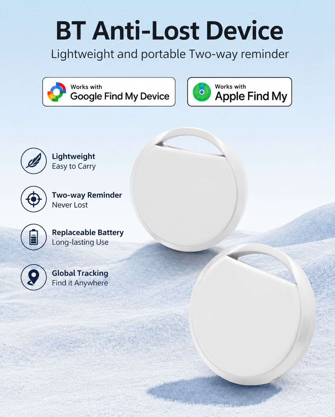 AirTag compatible tracker for Apple and Google devices