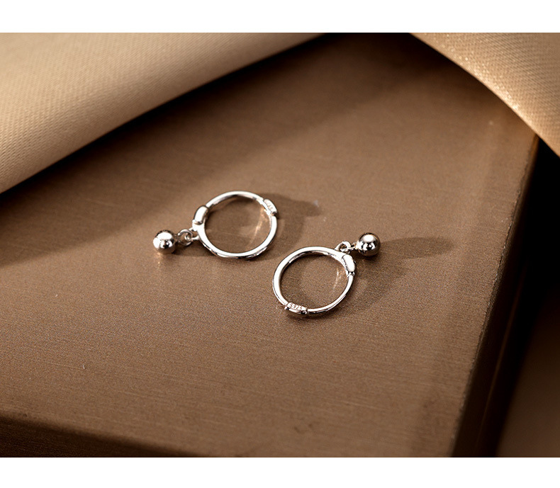925 Sterling Silver Small Beaded Earrings Women