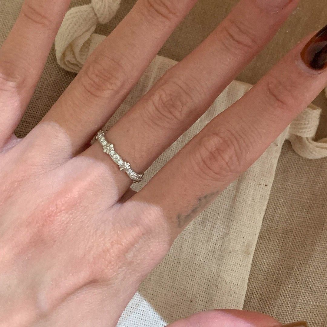 S925 Silber Iris-Strass-Ring, offen und verstellbar