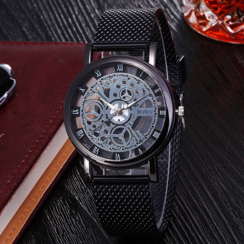 Herrenquarzuhr, Openwork-Design, Mesh-Armband