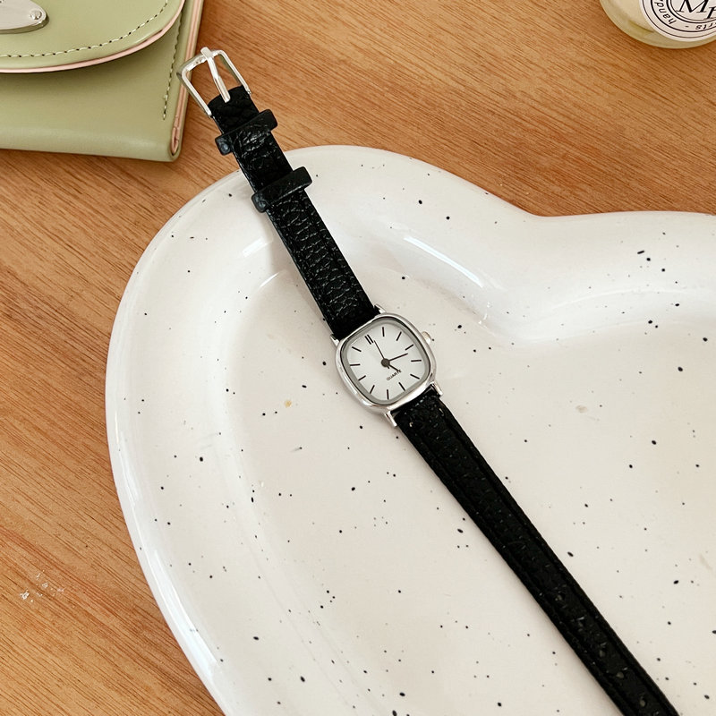 Korean-style quartz watch, leather strap, women's
