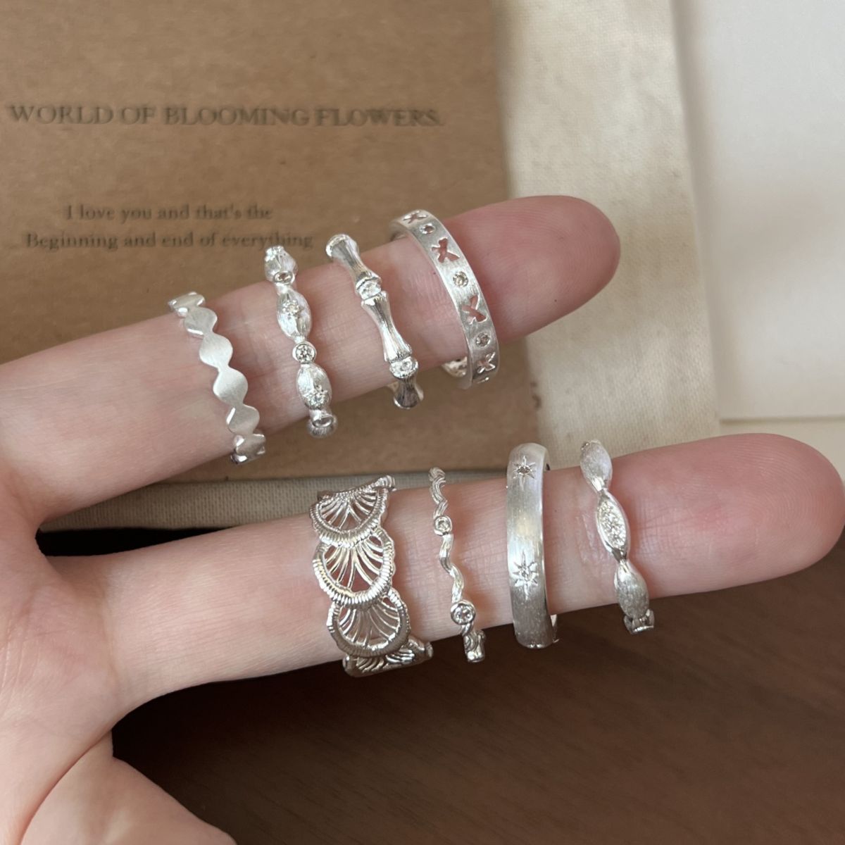 S925 Sterling Silver Lace Pattern Open Ring Women
