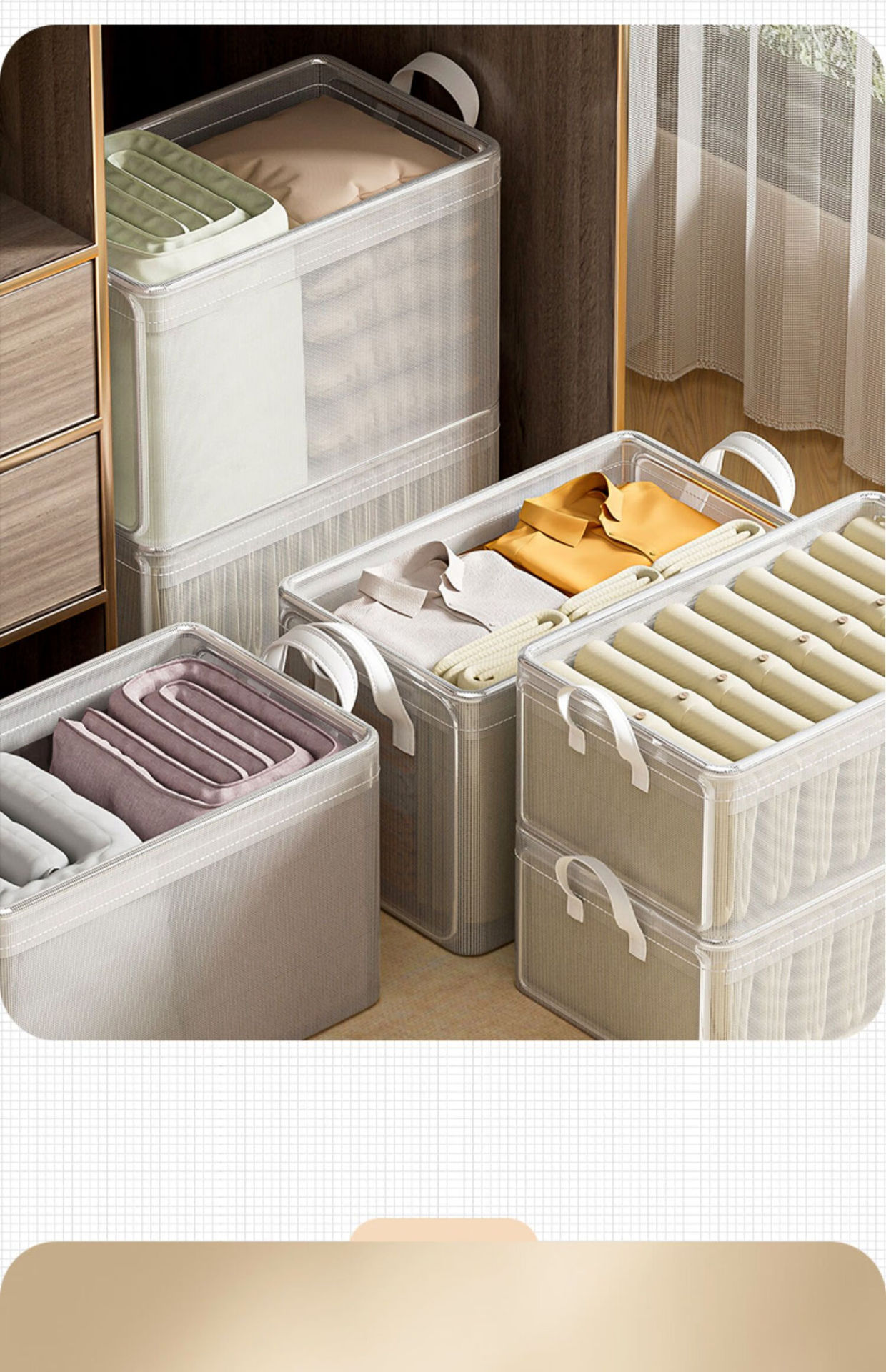 Foldable transparent PVC storage box large capacity