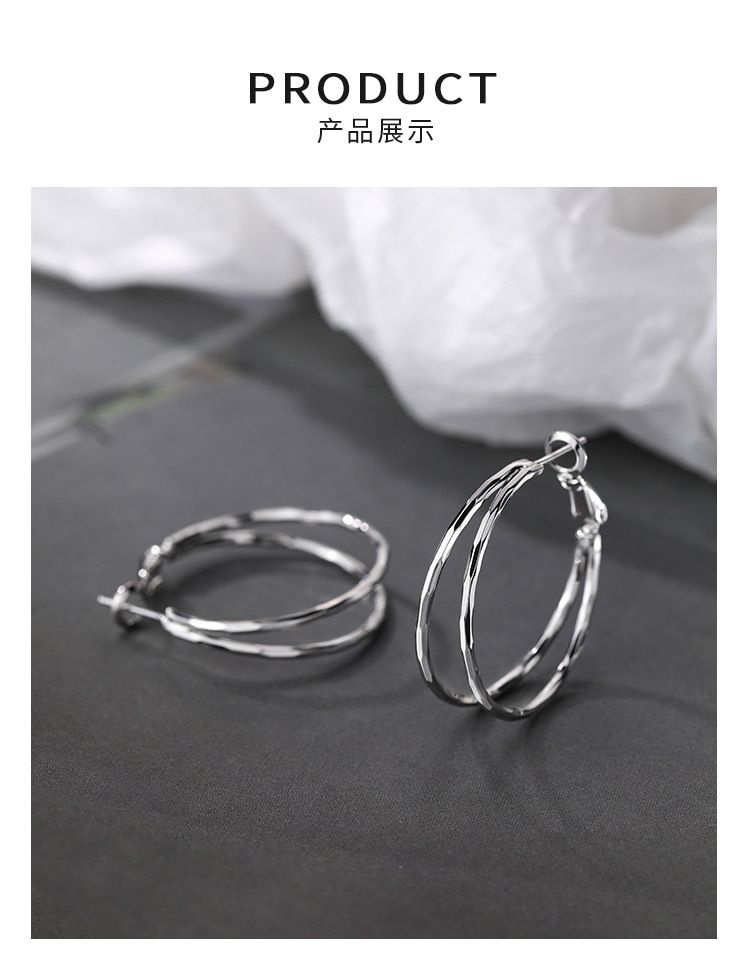 S999 sterling silver double layer ring earrings