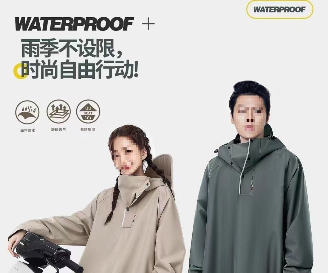 Long raincoat with sleeves for men and women, motorcycle and bicycle