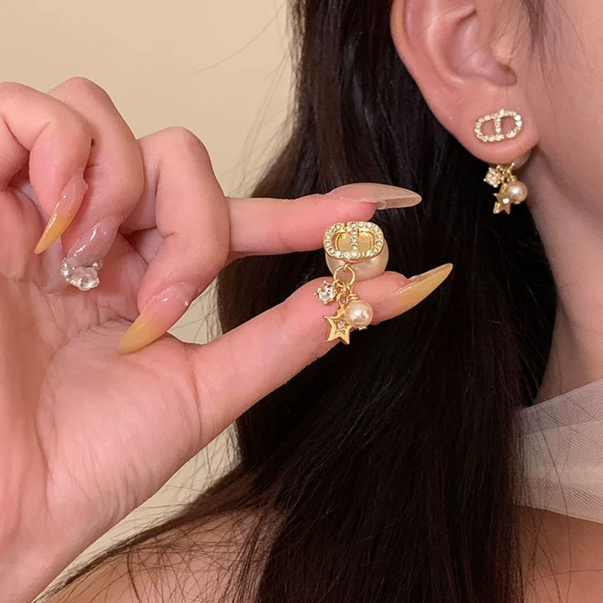 Elegante Strass-Perlen-Ohrringe mit Quasten