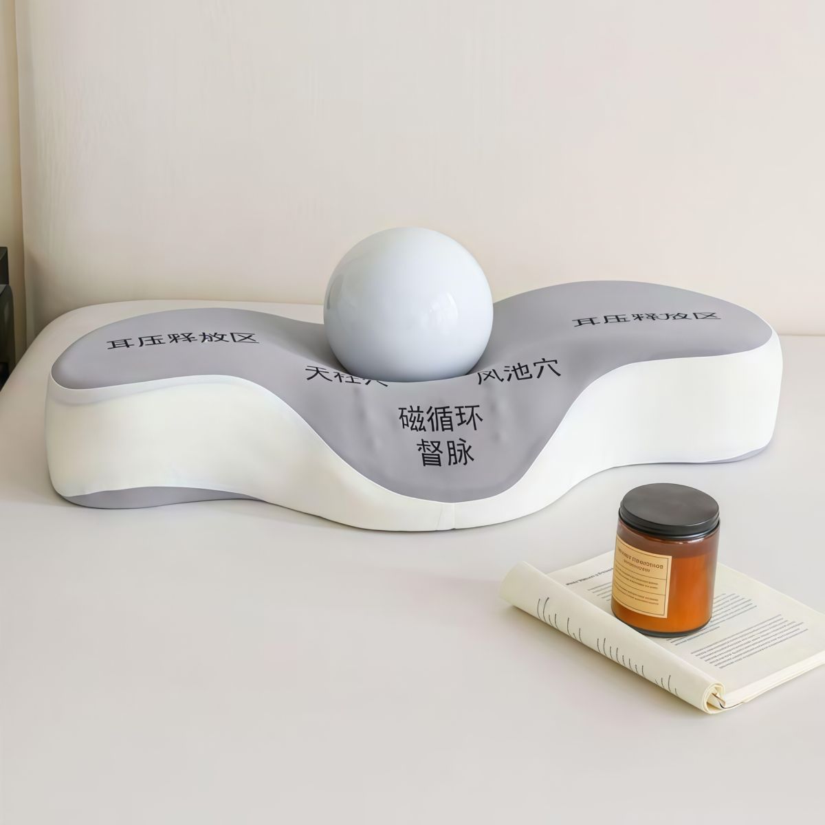 Memory foam pillow, cervical spine correction with massage
