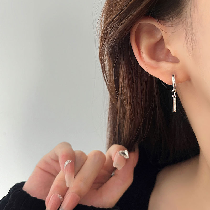 S925 Silver Rod Earrings Women Summer Simple