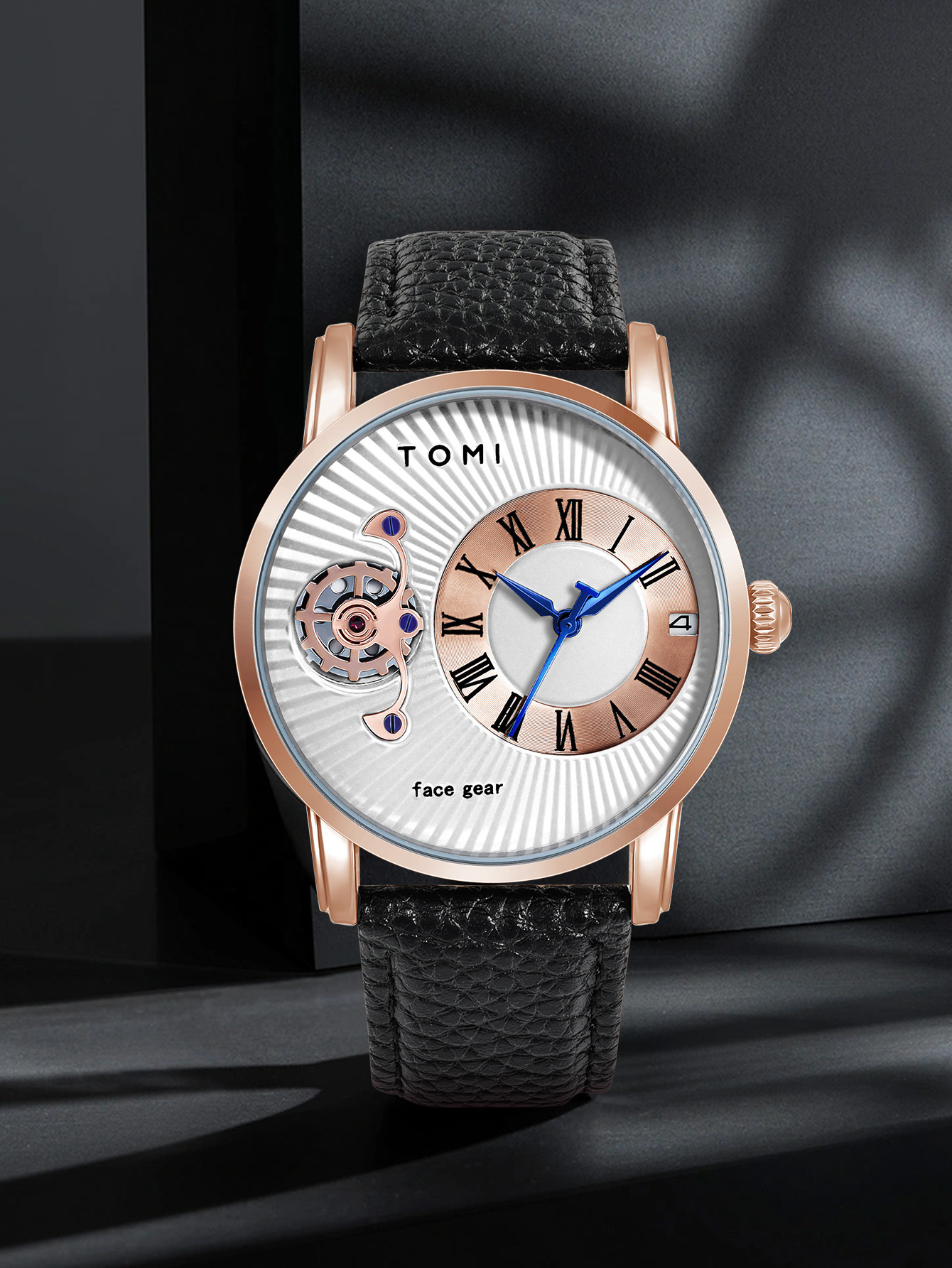 TOMI Face Gear Erkek Saati Kuvars Deri