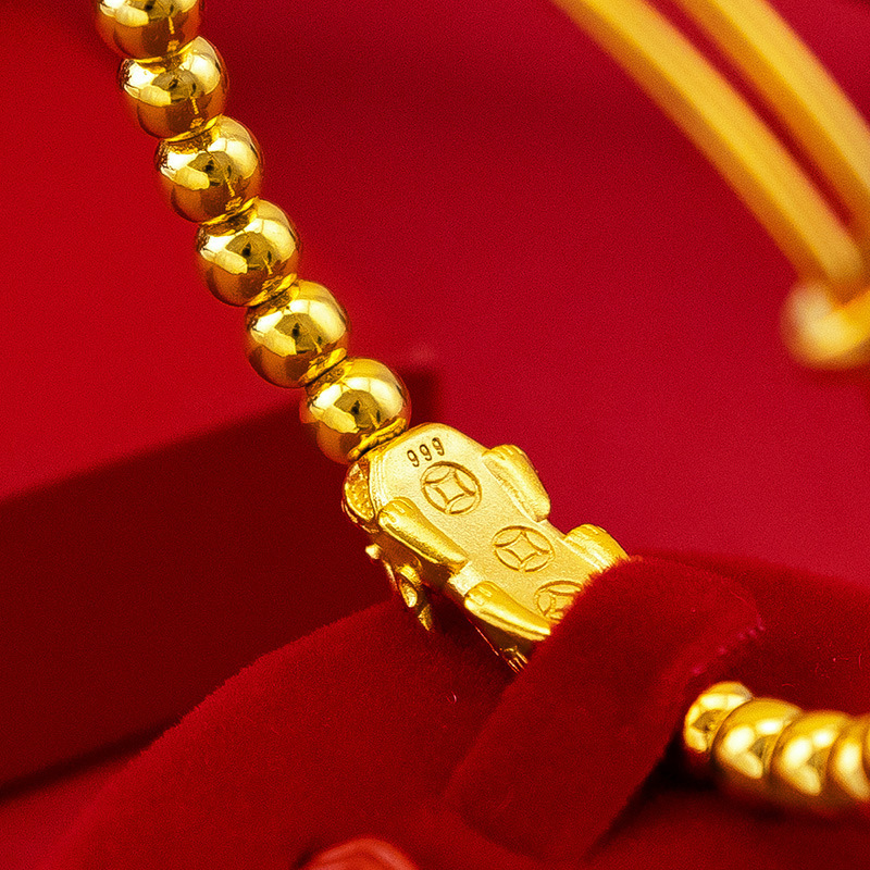 Pixiu Bracelet Gold Plated Brass Adjustable Flat Design
