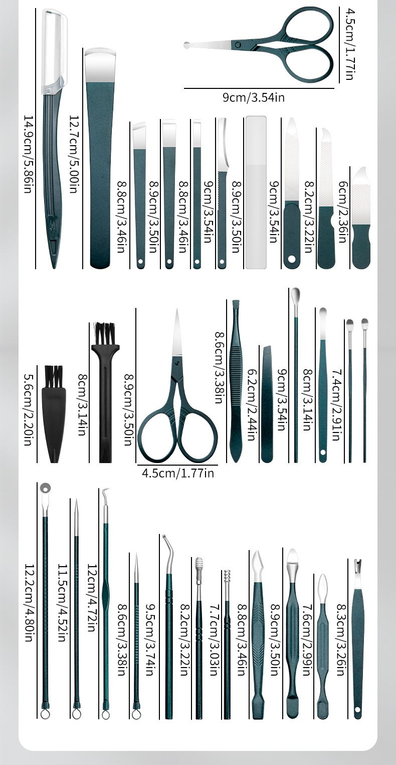 Yeni tırnak makası, manikür ve manikür aletleri, ölü deriyi gidermek için kartal gagası pensesi, kaş kesme, manikür ve pedikür bakımı, 40 parçalı set