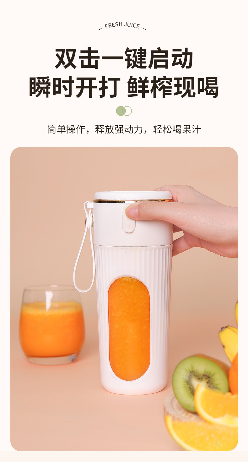 Portable mini electric fruit juicer and smoothie blender