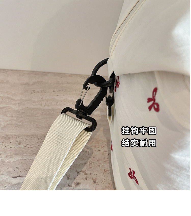 Bow-Detail Large-Capacity Travel Bag with Padding, Single Shoulder