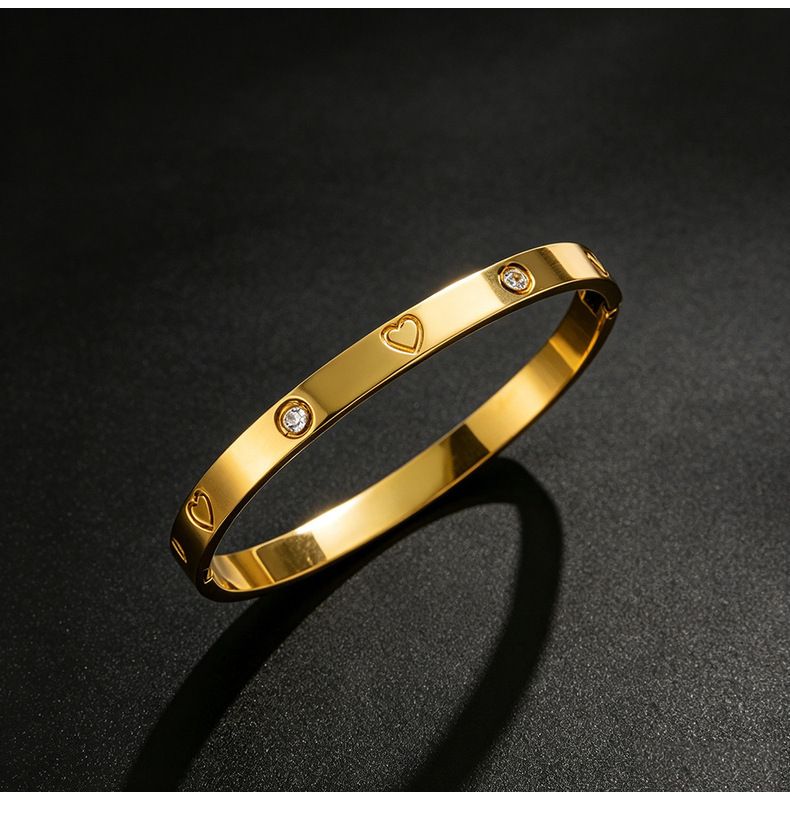 Titan-Stahl Armband, 18K vergoldet, 10 Steine mit Schiebeknoten