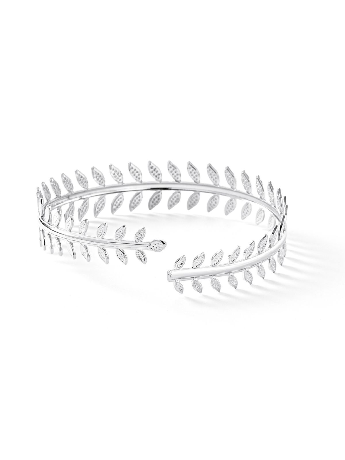 Geometric metal bracelet set, 6-piece leaf design