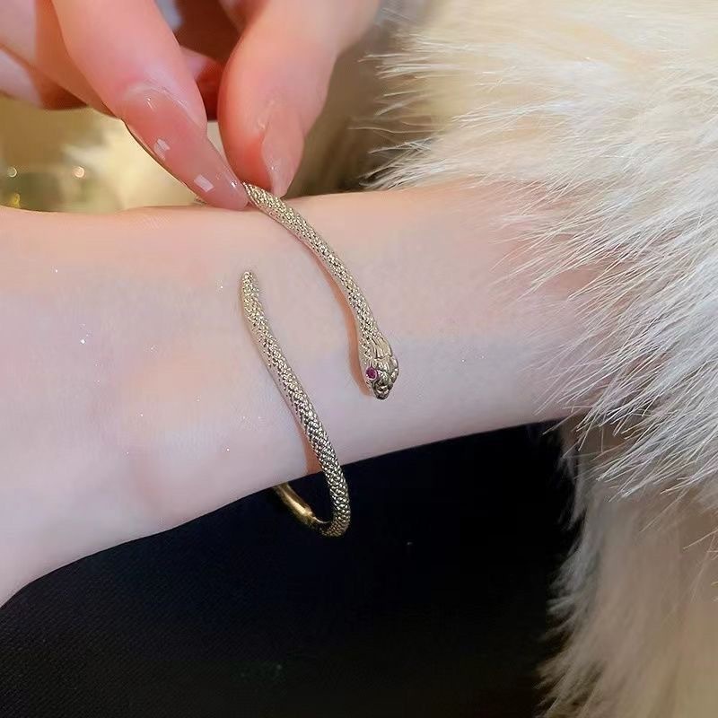 Silver snake bracelet, adjustable, textured design