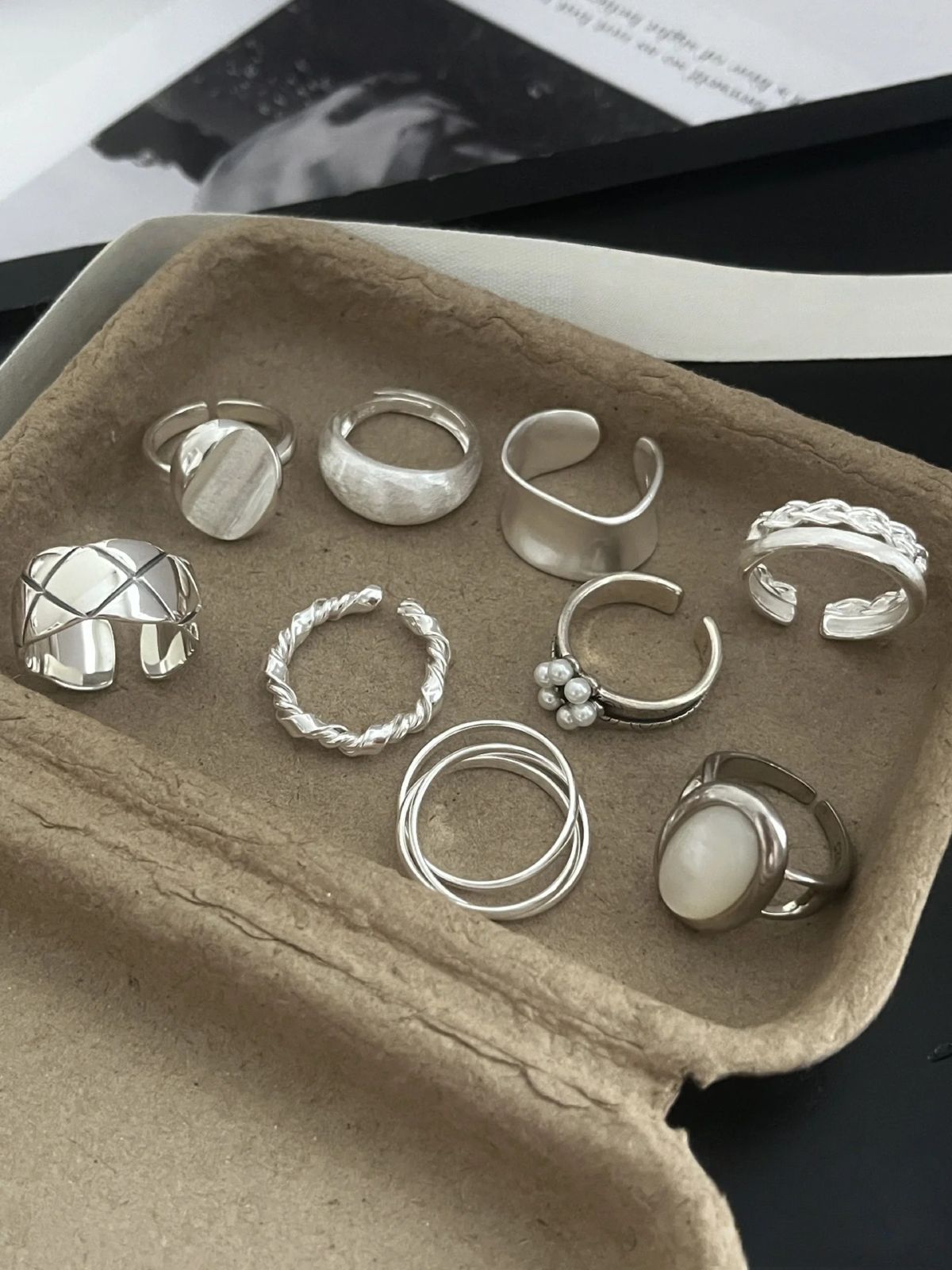 春季新款素圈925纯银戒指女小众高级感设计简约轻奢ins风开口指环