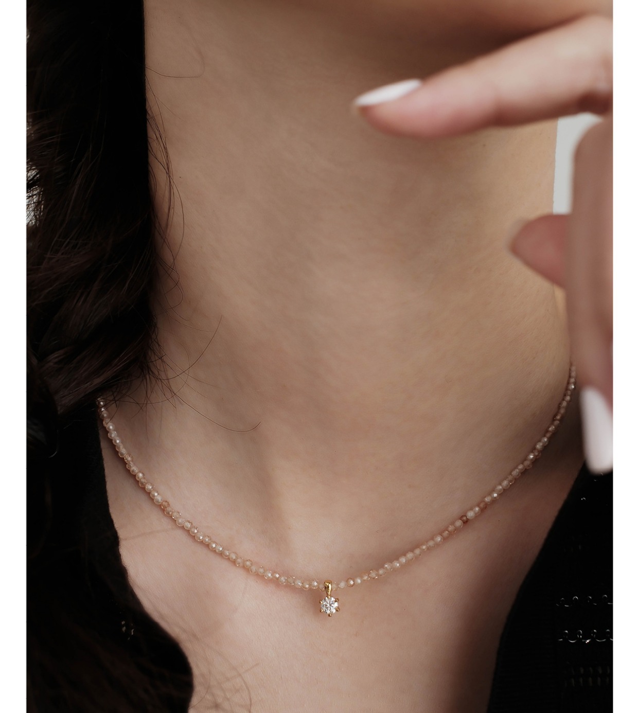 Kolye, Sanswood, gümüş, zirkon ve moissanite