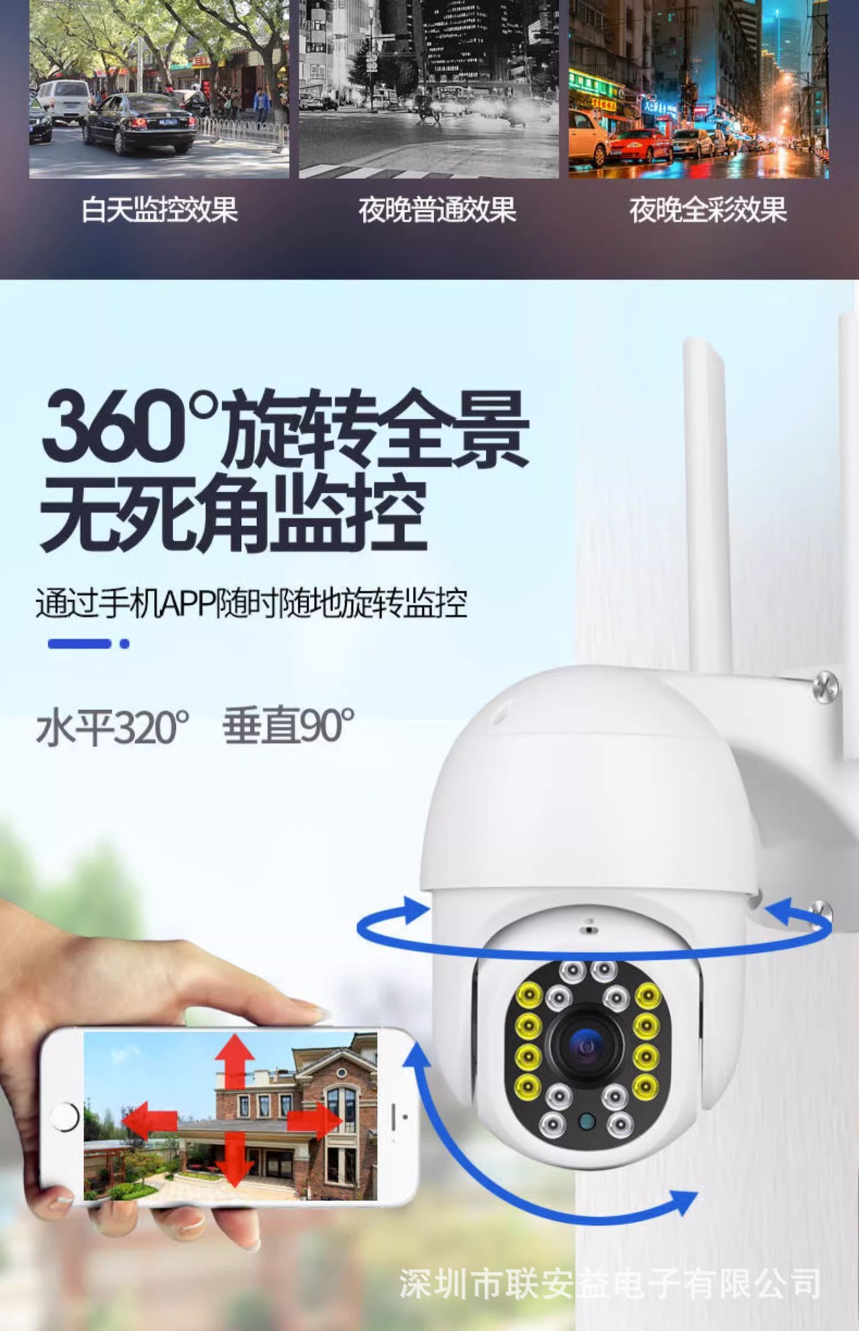 5G çift bantlı WiFi gözetim kamerası 360° panoramik