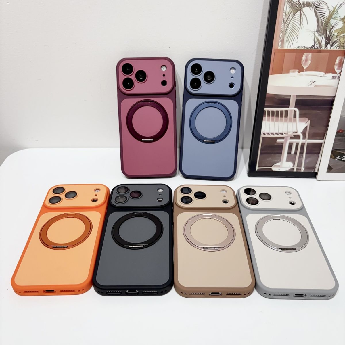 iPhone 18 Pro Max case, magnetic stand, soft touch, dual color