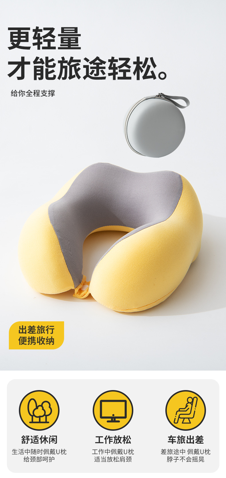Memory Foam U-Shaped Neck Pillow Portable