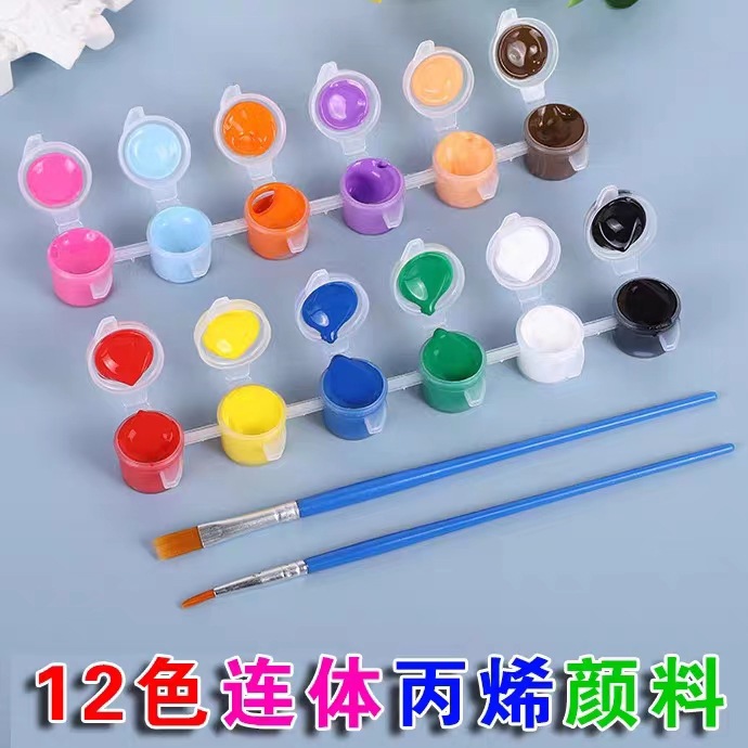 Akrilik boya seti, 12 renk, 3-5ml, çocuklar için