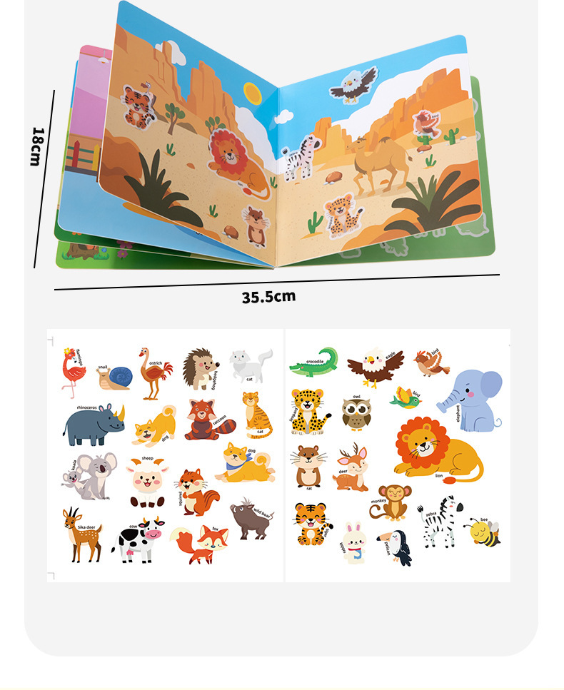 Quiet Picture Recognition Sticker Book, Ages 3-6