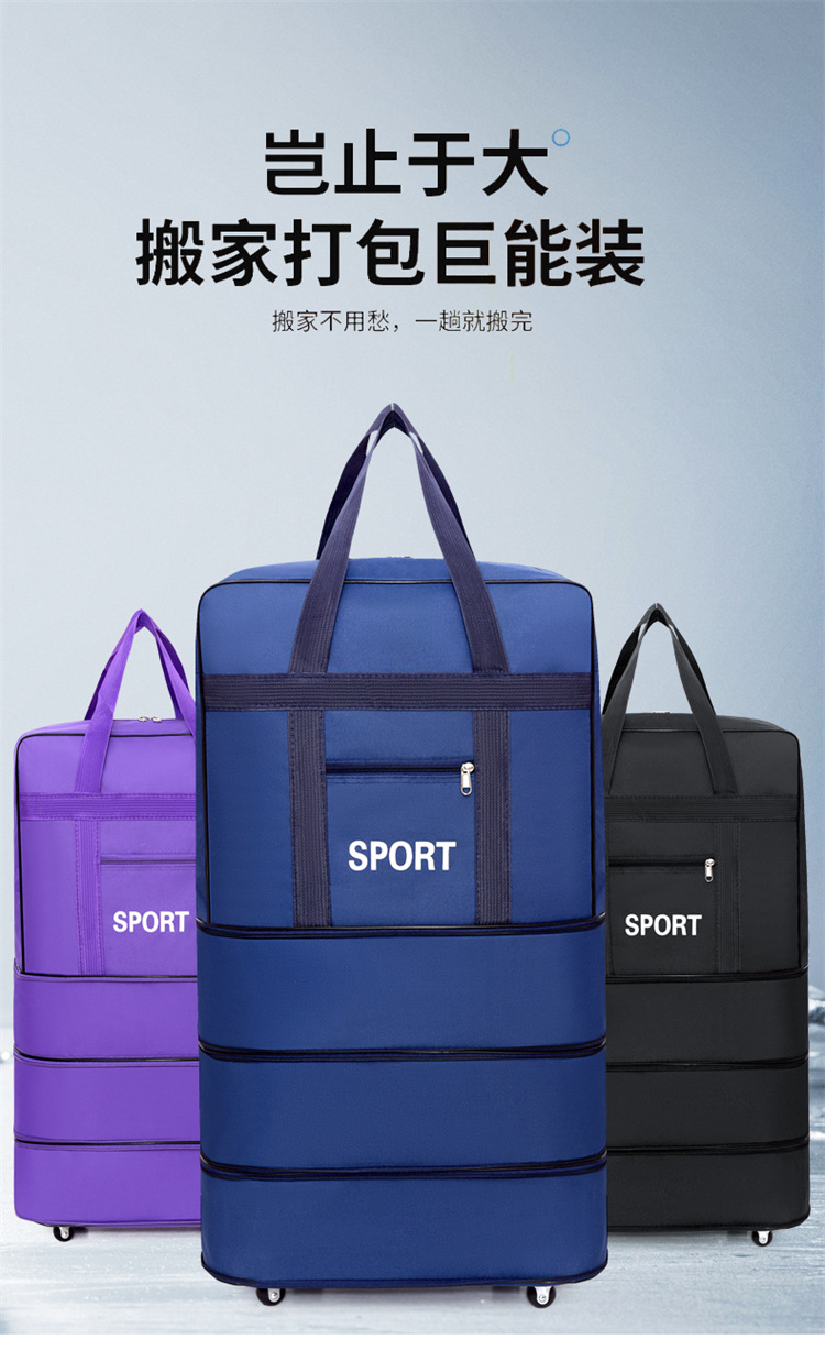 Foldable travel luggage with wheels, 158L capacity