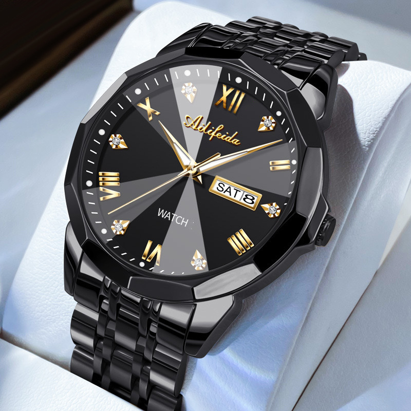 Men's Quartz Watch Hollow Caseback Calendar Luminous