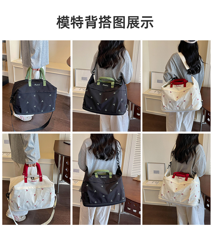 Bow-Detail Large-Capacity Travel Bag with Padding, Single Shoulder