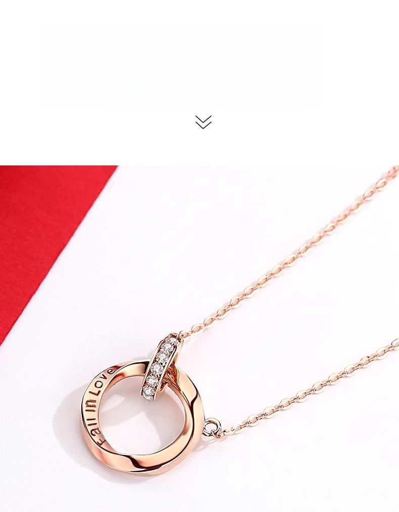 Women's Necklace, Mobius Ring Design, Luxury Collarbone Chain
