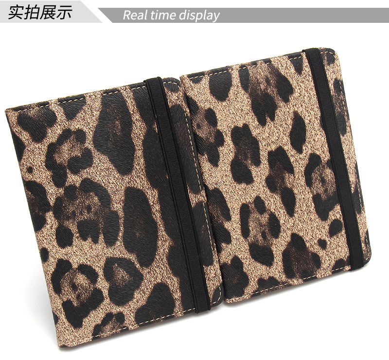 RFID passport holder with leopard print, multiple card slots, short style