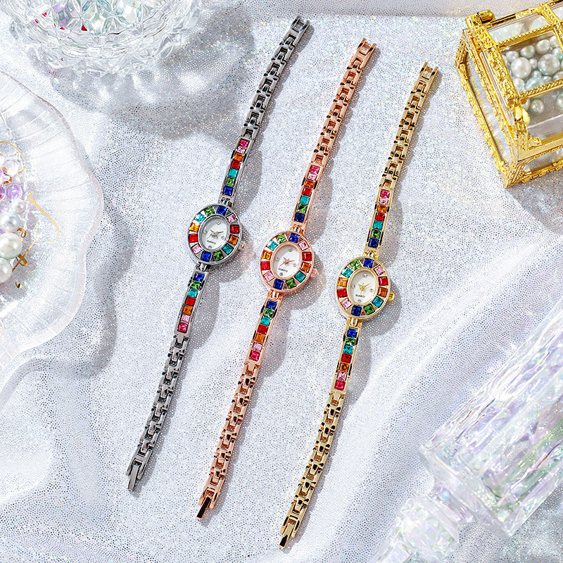 Colorful diamond women's quartz watch