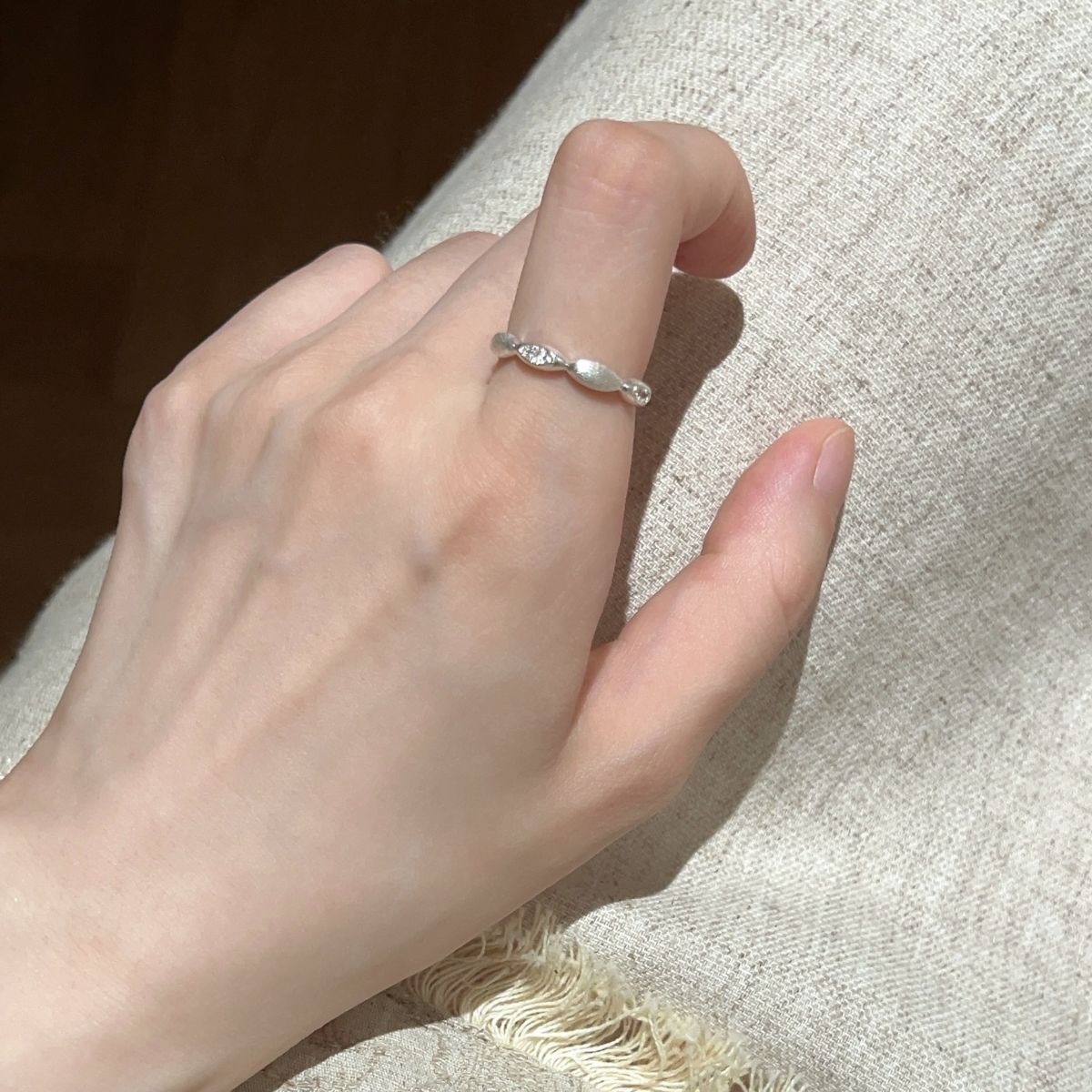 S925 Sterling Silver Lace Pattern Open Ring Women