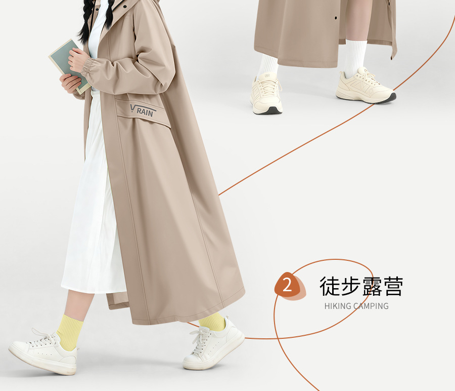 Zhengyu Langversion Regenjacke Ganzkörper mit Ärmeln