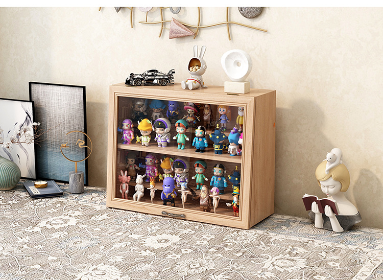 Solid Wood Vintage Storage Box with Drawers Desktop Display