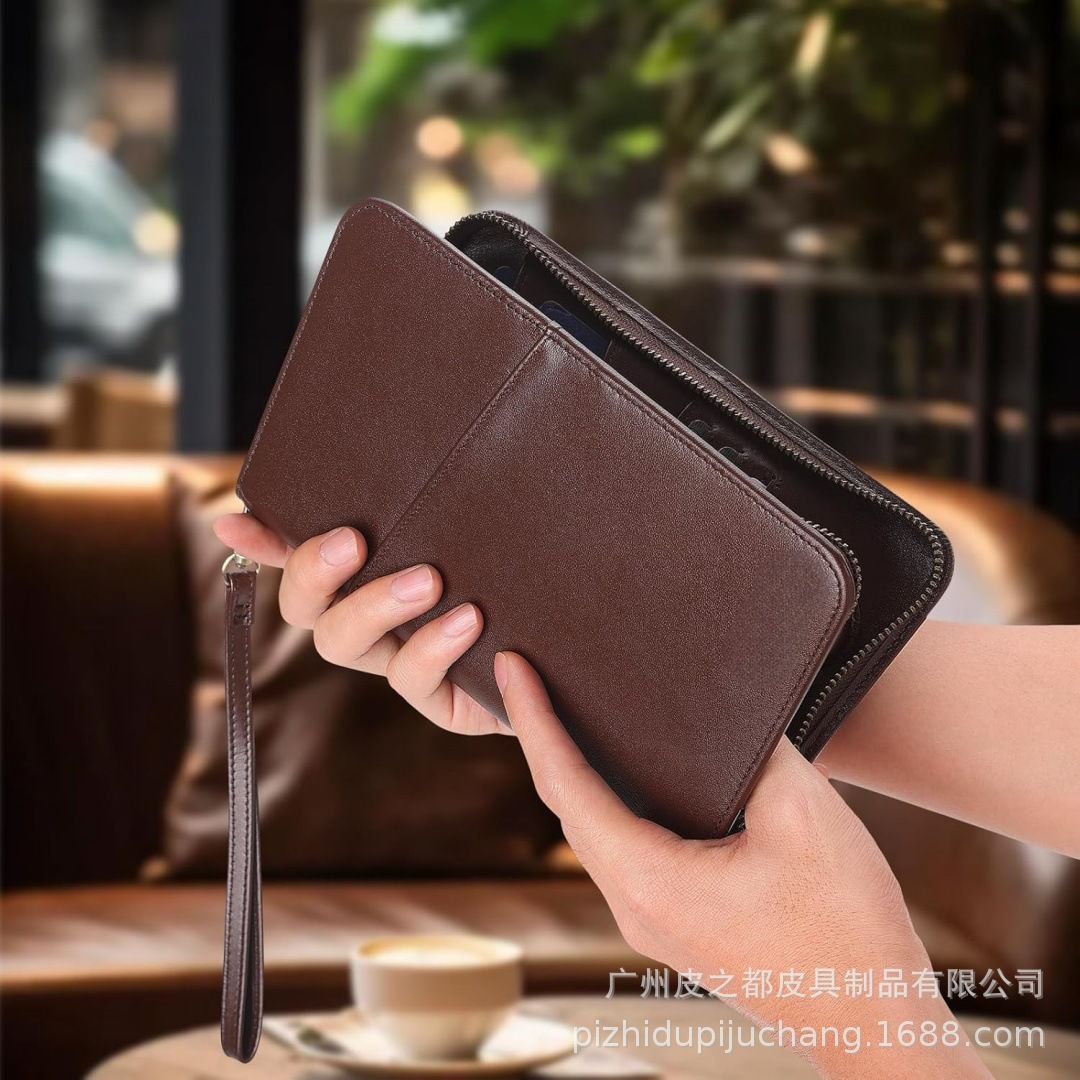 Passport wallet, multifunctional, cowhide, zipper