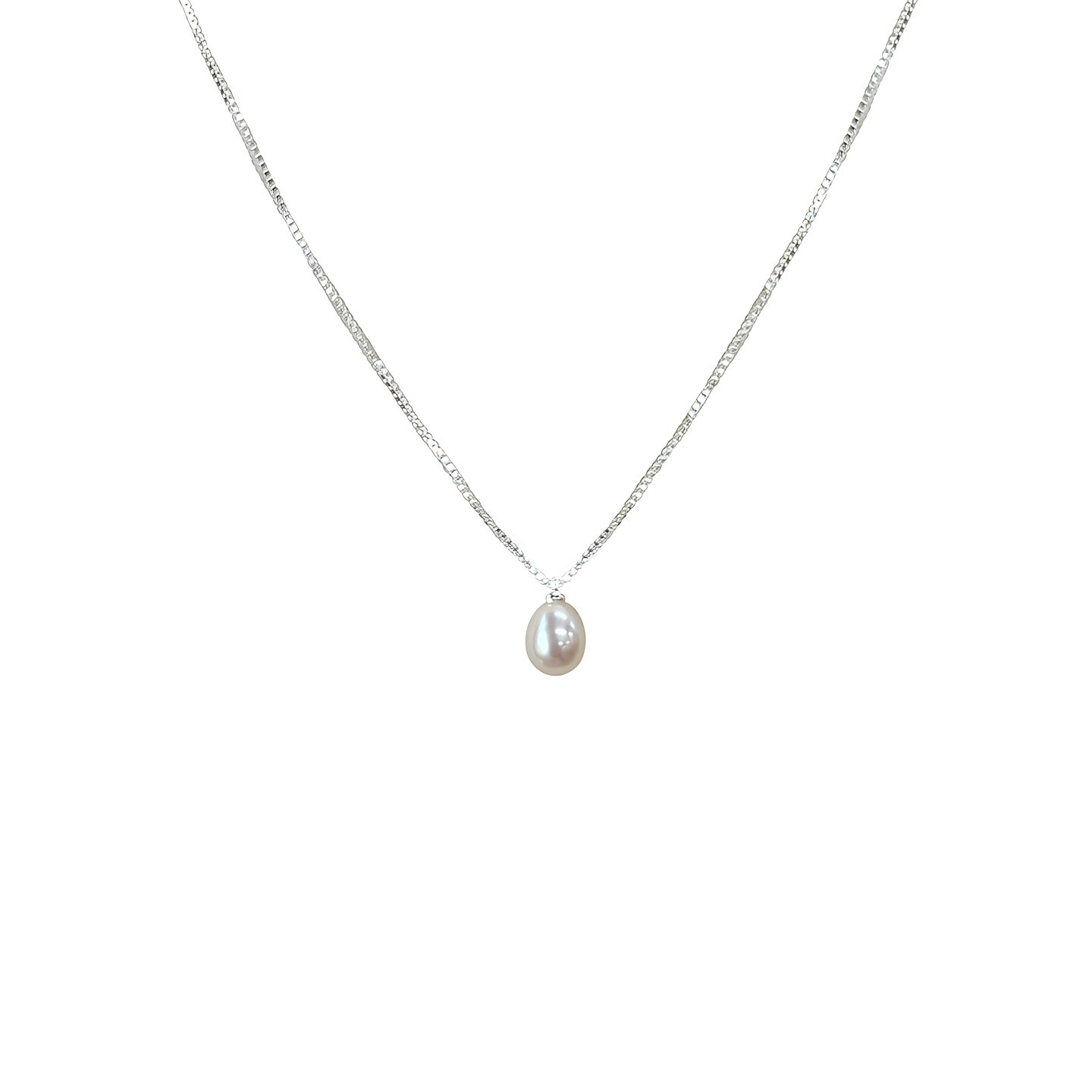 S925 Sterlingsilber Halskette mit Süßwasserperlen