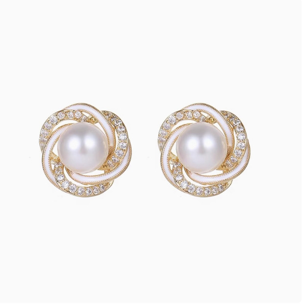 925 Silver Stud Earrings Women French Style Luxury Elegant