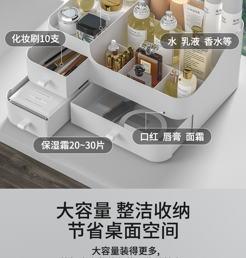 化妆品收纳盒桌面梳妆台护肤品置物架口红整理箱桌上抽屉式小盒子