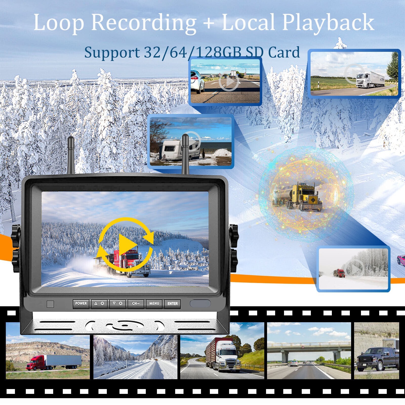 1080P car backup camera DVR wireless system