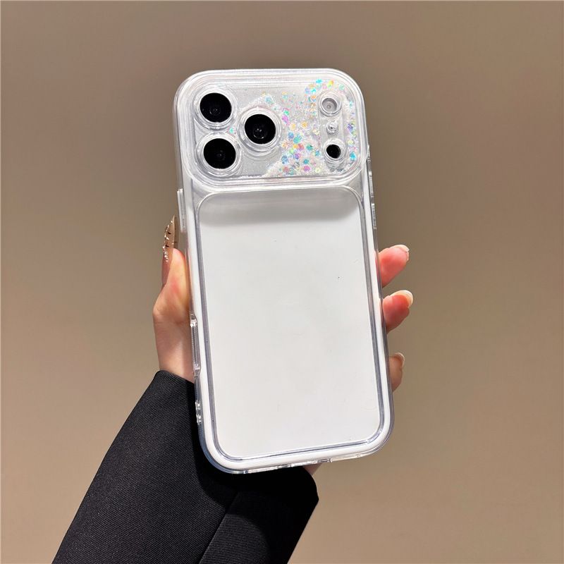 Işıltılı akışkan kum kamerası iPhone kılıfı, yumuşak, 13-17 Pro Max uyumlu