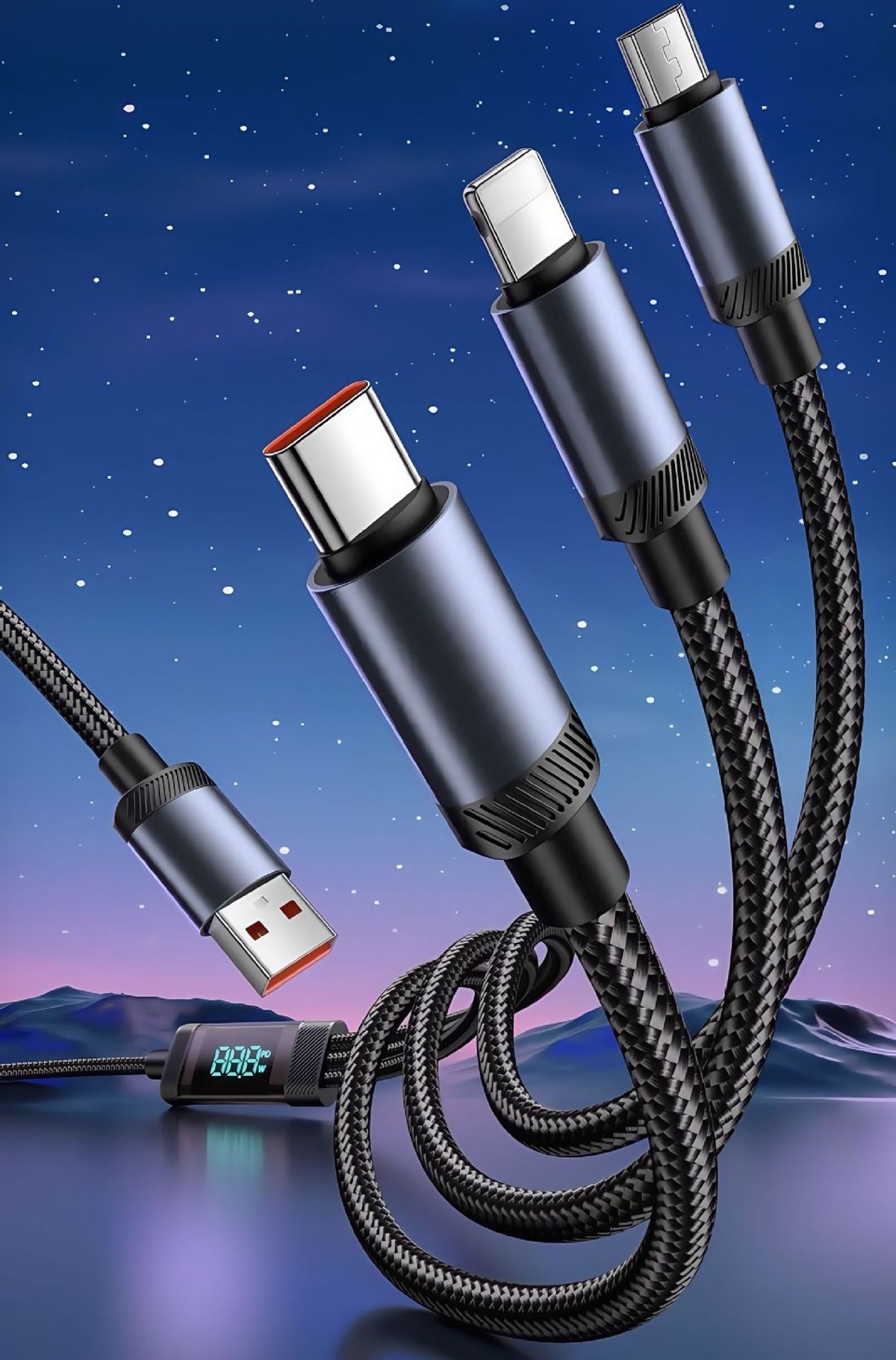 3-in-1 dijital 120W hızlı şarj cihazı