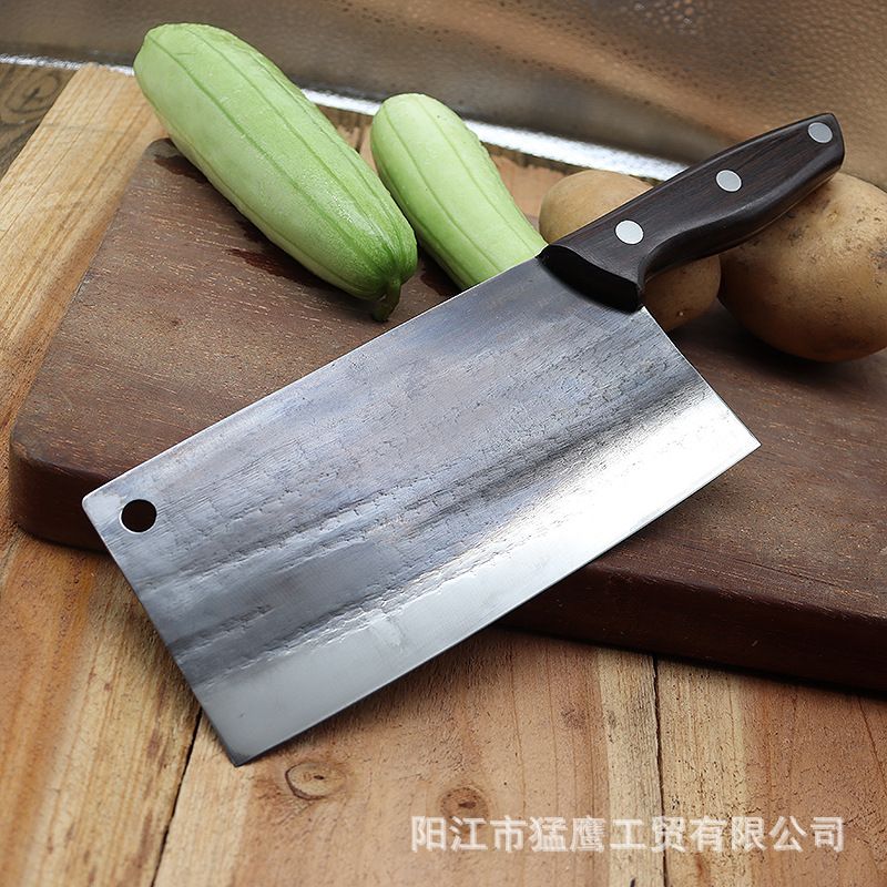 Kitchen knife set, hand-forged, stainless steel, wooden handle