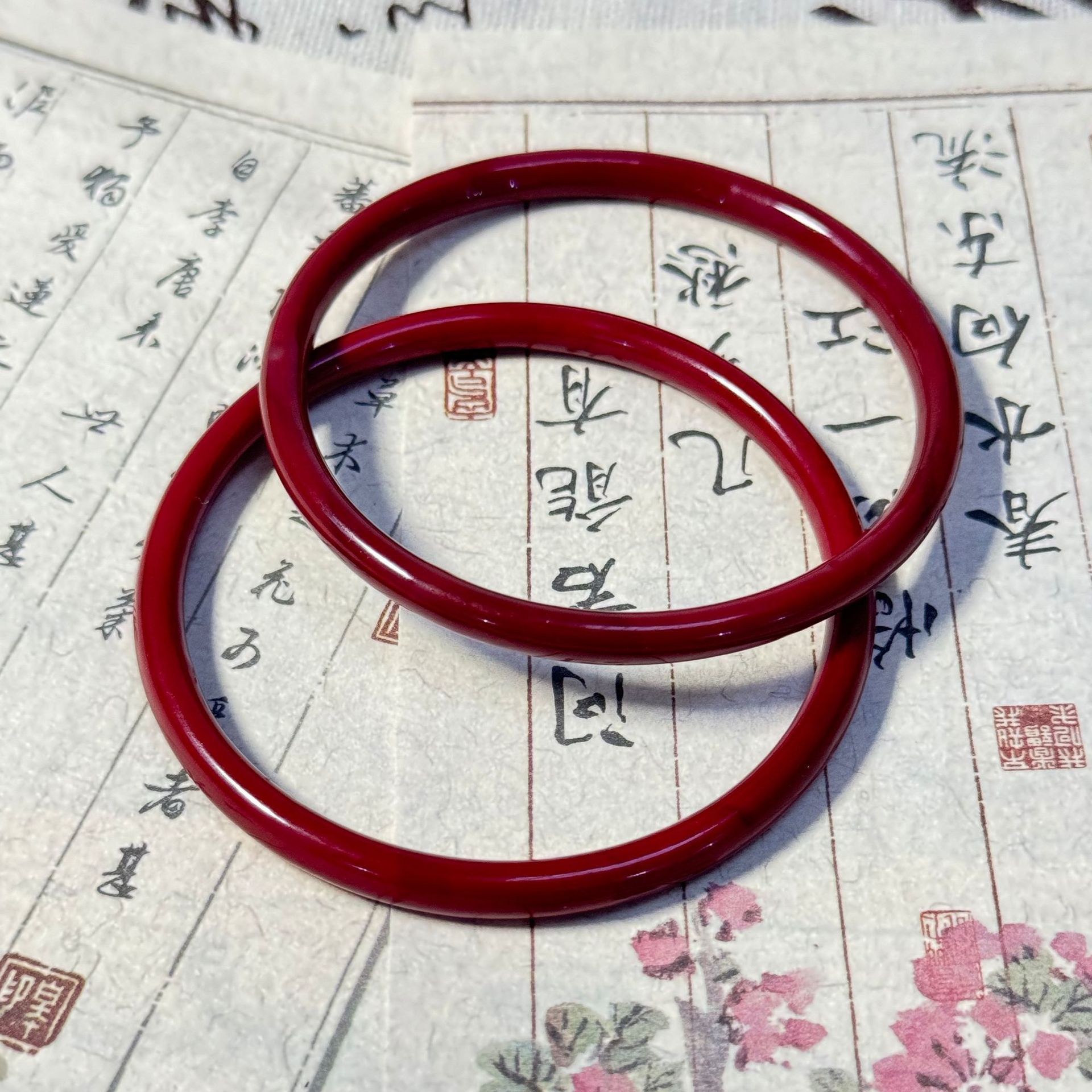 Tianshan emerald jade bangle, ice glutinous type, floating flower pattern